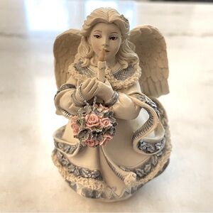 Sarah’s Angels “Christmas” Angel Figurine with Candle and Floral Bouquet